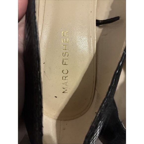 marc fisher Solid Black Darren Vegan Faux Snakeskin Pointed Toe Stilettos Pumps - Picture 6 of 8